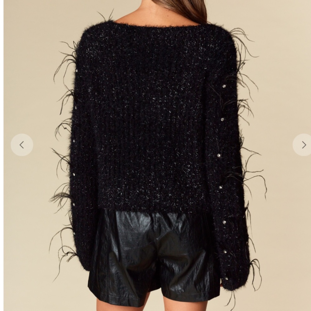 🎉 Rareraw “ Katrina “ Rareraw Knit Sweater with Feather & Rhinestone Accents 37 - Picture 7 of 10